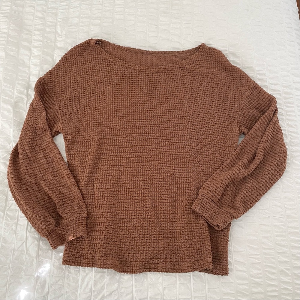 SheIn Drop Shoulder Oversized Waffle Top